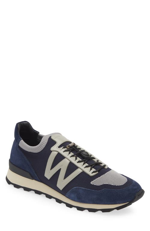 Shop Jm Weston On My Way Knit Sneaker In Navy/grey/navy