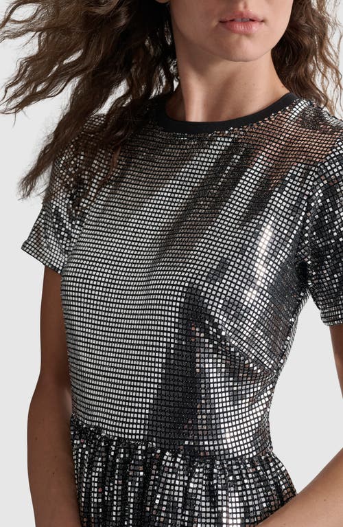 Shop Dkny Geo Sequin Minidress In Black/silver