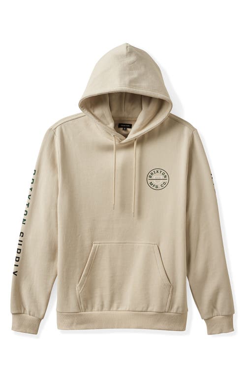 Brixton Crest Hoodie In Beige/black/pine Needle