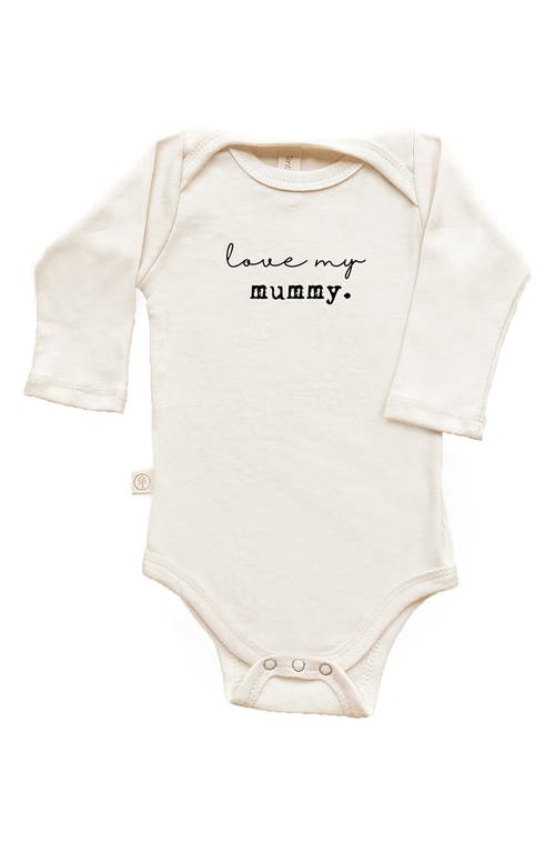 Shop Tenth & Pine Love My Mummy Long Sleeve Organic Cotton Bodysuit In Natural