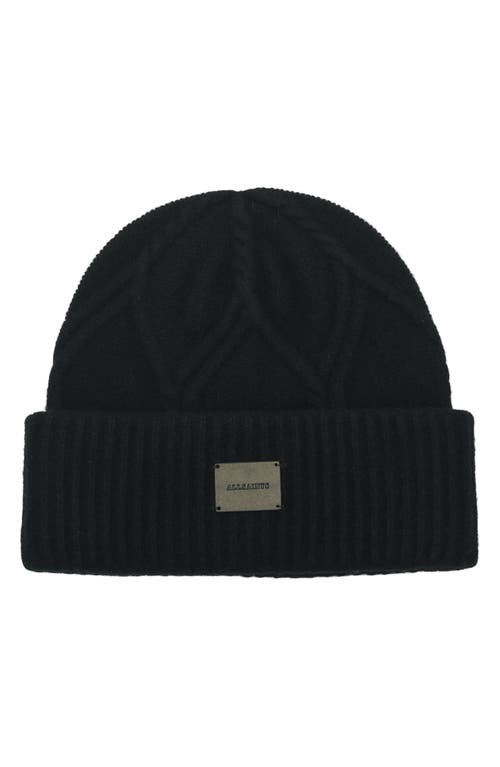 Allsaints Brushed Wool Cable Beanie In Black
