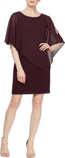 Sheath dress store with chiffon overlay