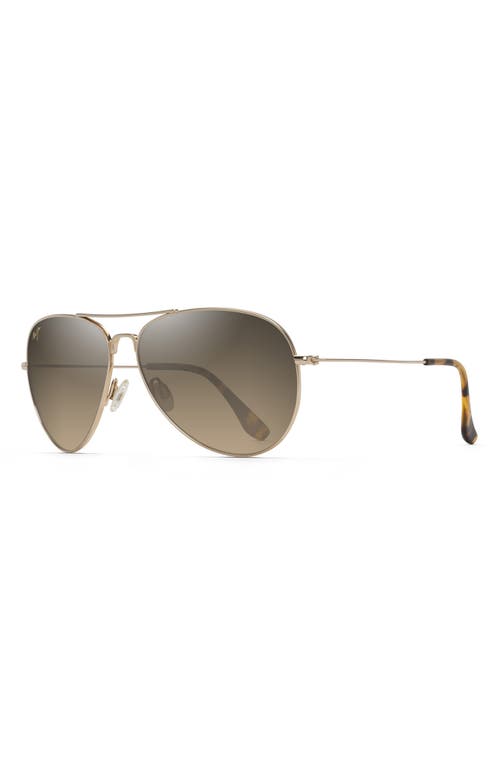 Maui Jim Mavericks 61mm Polarized Oversize Aviator Sunglasses In Gold/bronze