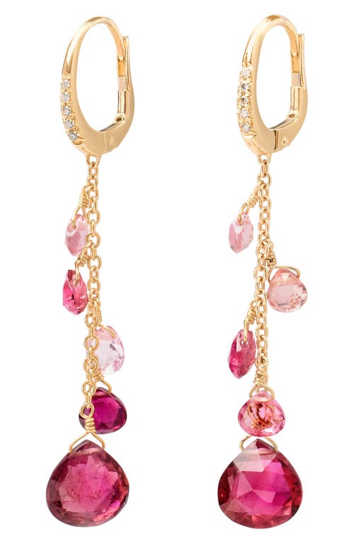 Marco Bicego Paradise Tourmaline Drop Earrings in Pink/18K Yellow Gold 