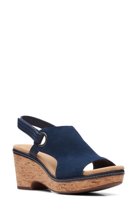 Clarks Giselle Cove Womens Suede Slingback Platform Sandals In Blue ...