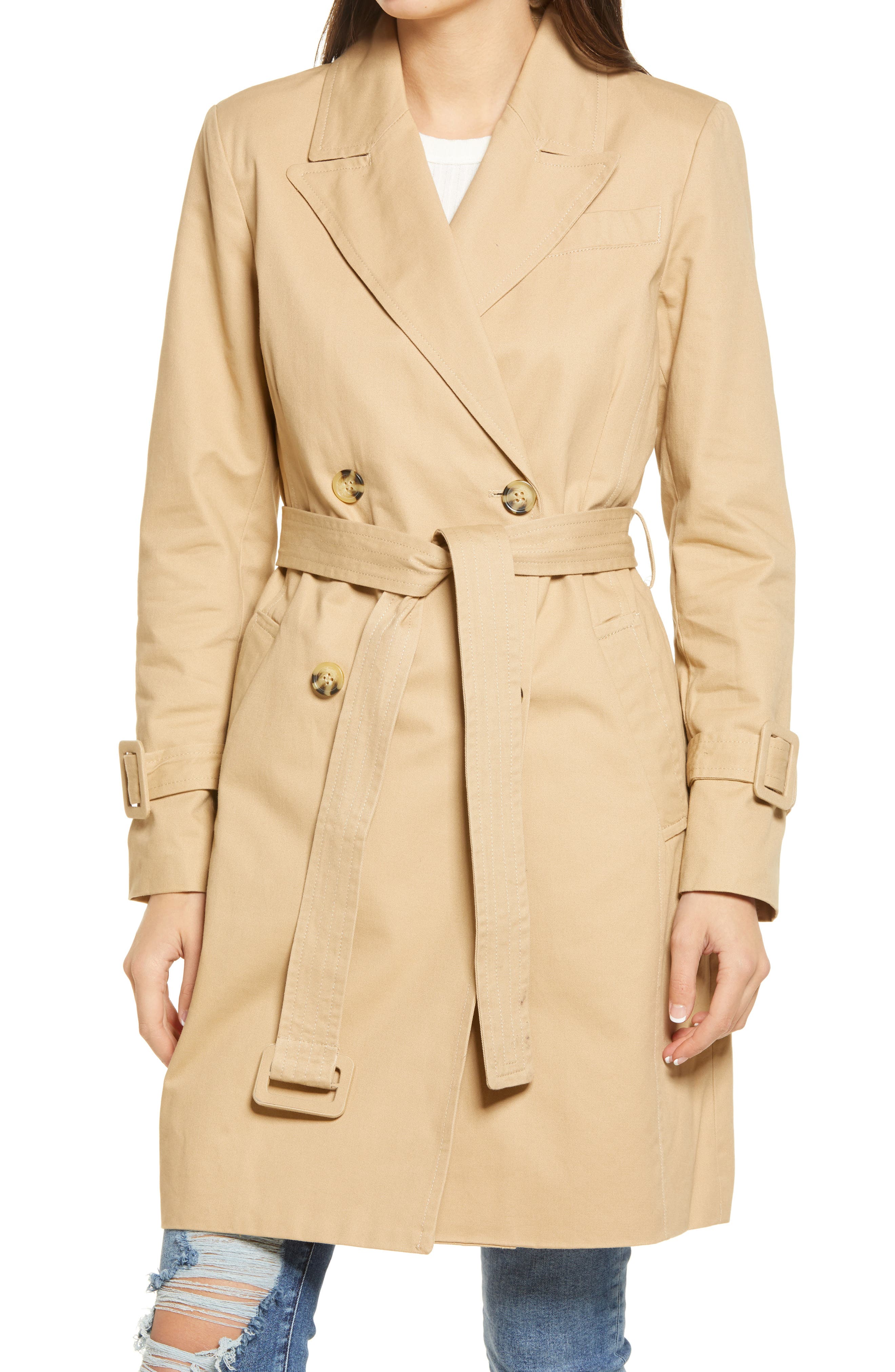 AVEC LES FILLES DOUBLE BREASTED COTTON TRENCH COAT,690681884725