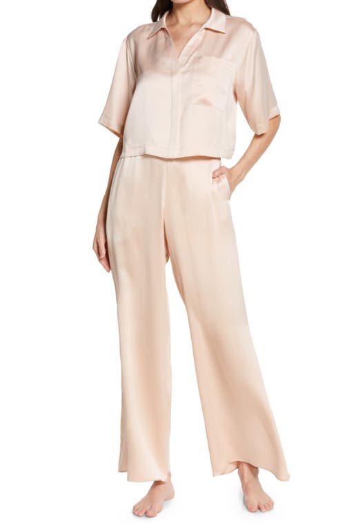 High Waist Washable Silk Pajamas in Delicate Pink