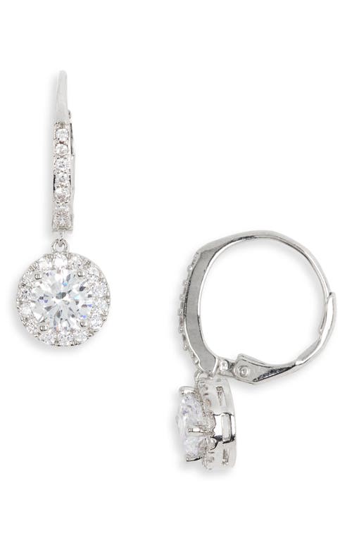 Shop Nordstrom Rack Round Pave Cz Euro Drop Earrings In Clear/silver
