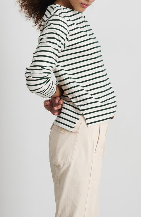 Shop Alex Mill Lakeside Stripe Cotton Top In Natural/ Pine Grove