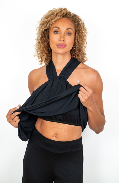 Jjwinks Cosmo Built-in Shelf Halter Top In Black