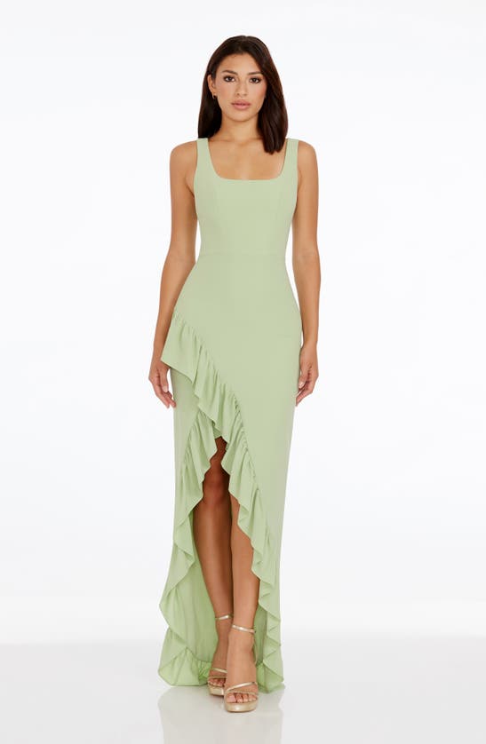 Shop Dress The Population Charlene Ruffle Gown In Sage