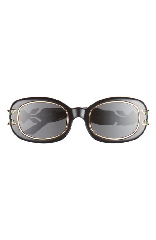 Casablanca Laurel Oval Sunglasses in Black /Gold /Laurel /Grey at Nordstrom