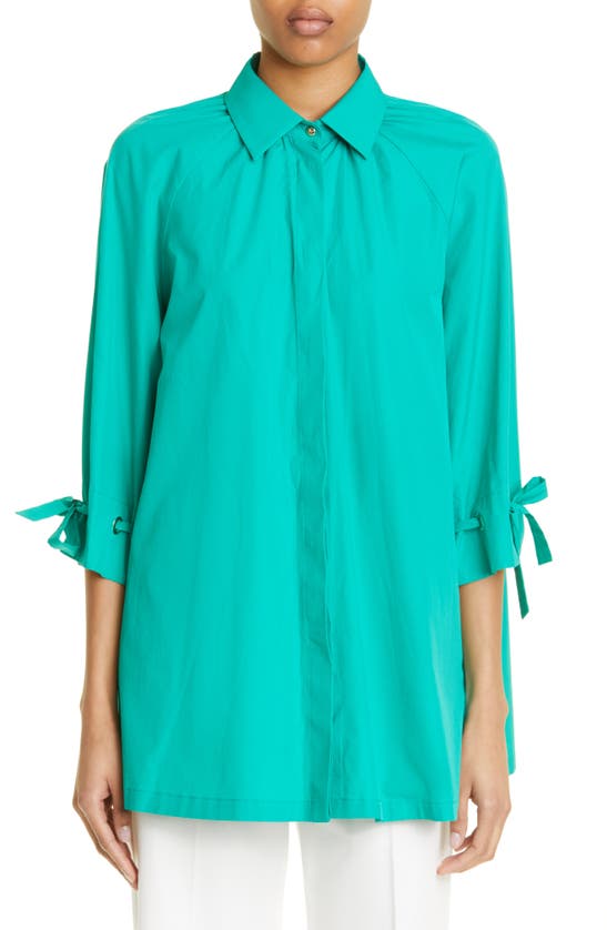 MAX MARA GIGI THREADED CUFF COTTON BUTTON-UP SHIRT