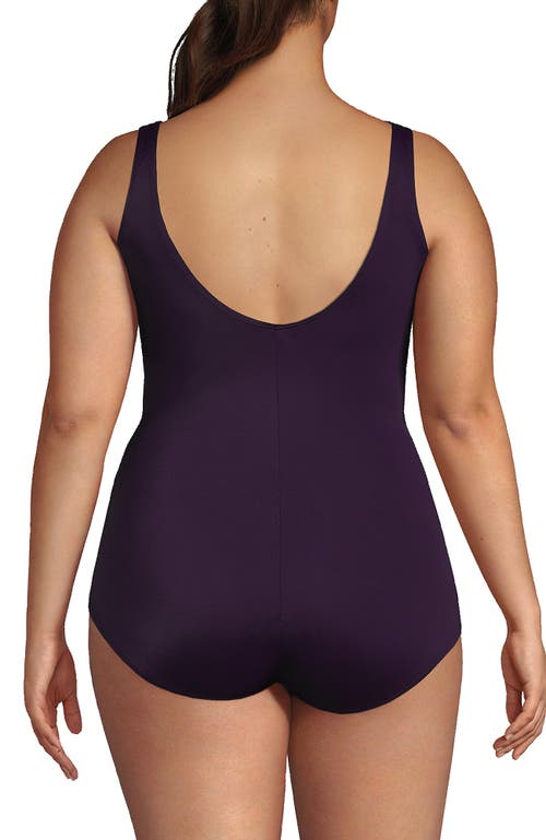 Shop Lands' End Plus Size Chlorine Resistant Soft Cup Tugless Sporty One Piece Swimsuit In Blackberry