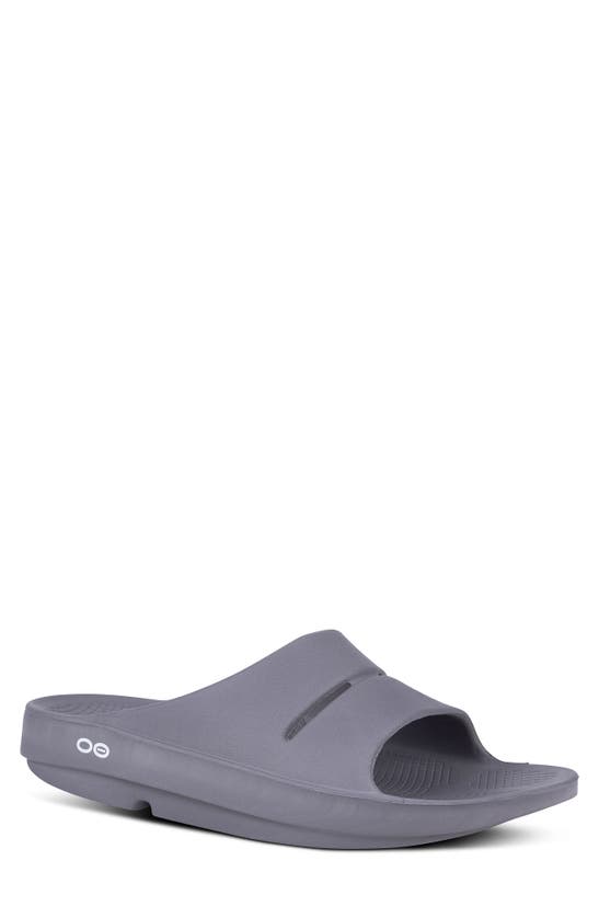 Shop Oofos Ooahh Slide Sandal In Slate