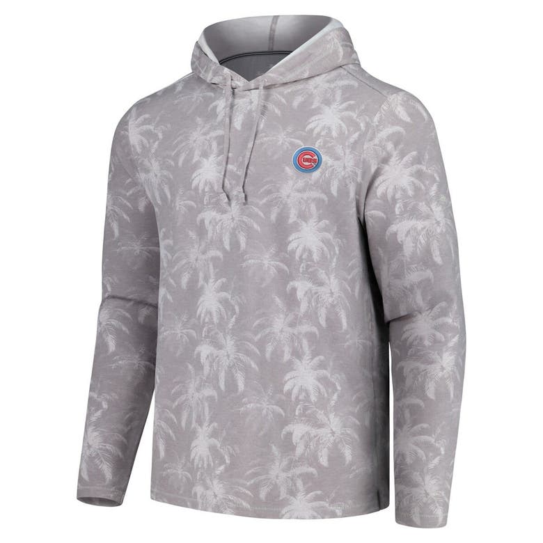 Shop Tommy Bahama Gray Chicago Cubs Palm Frenzy Hoodie Long Sleeve T-shirt