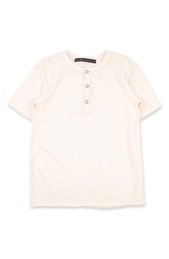 Miki Miette Kids' Pauli Short Sleeve Henley In Cream