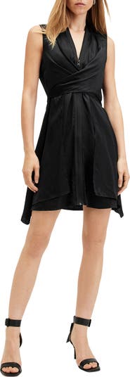 Jayda Wrap Front Asymmetic Shift Dress