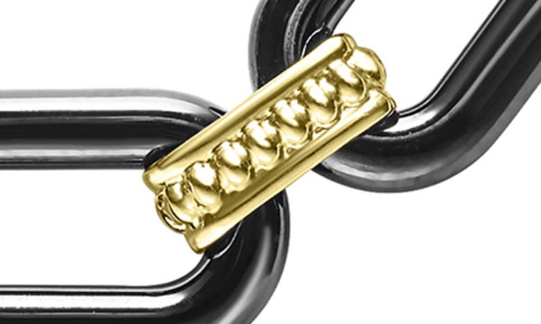 Lagos Signature Caviar Ceramic Link Necklace In Gold