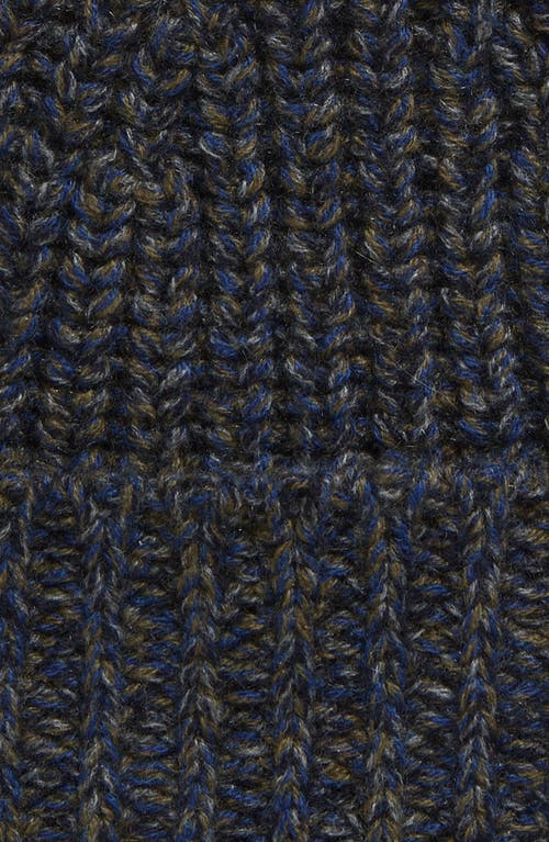 Johnstons Of Elgin Marled Cashmere Rib Beanie In Dark Navy Marl