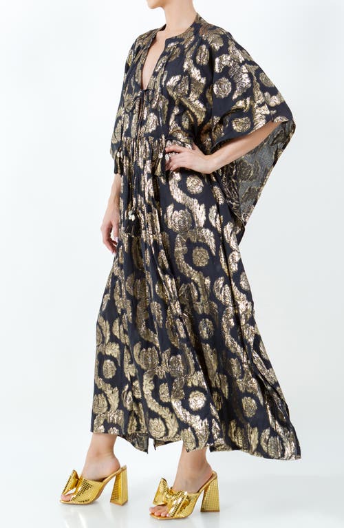 Meghan La Palm Springs Caftan Maxi Dress In Black Gold