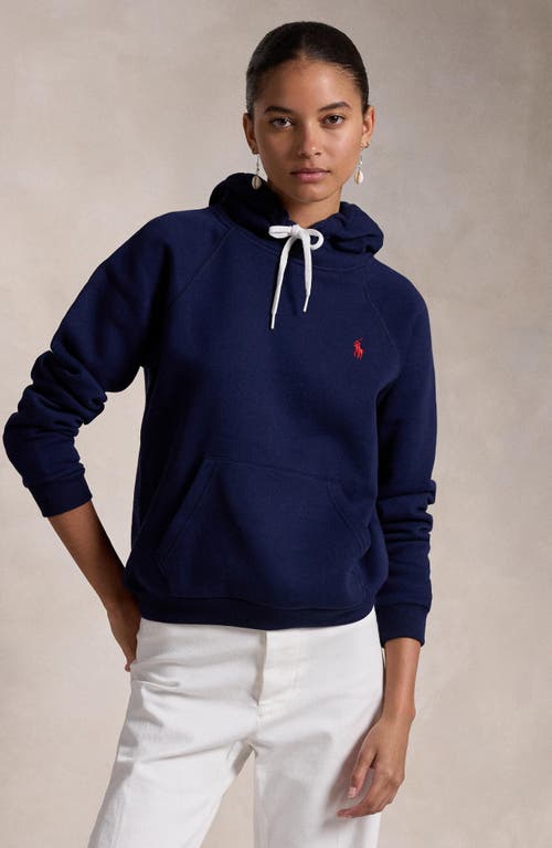 Shop Polo Ralph Lauren Arctic Shrunken Fit Fleece Hoodie In Cruise Navy