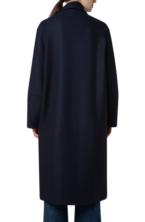 Akris Punto Double Breasted Wool Blend Felt Long Coat In Navy