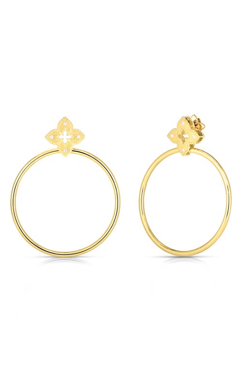 Shop Roberto Coin Petite Venetian Princess Diamond Hoop Earrings In Yellow Gold/diamond
