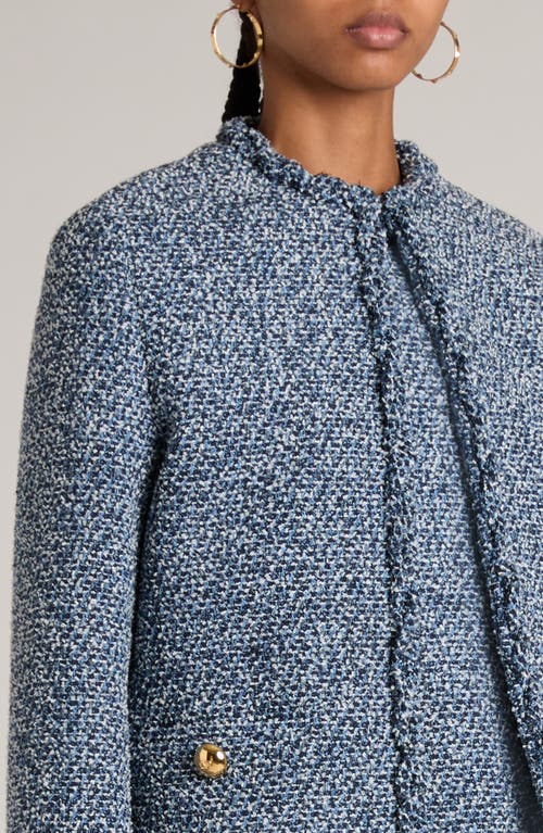 Shop Valentino Garavani Denim Effect Tweed Jacket In Blue Denim/azzurro/bianco