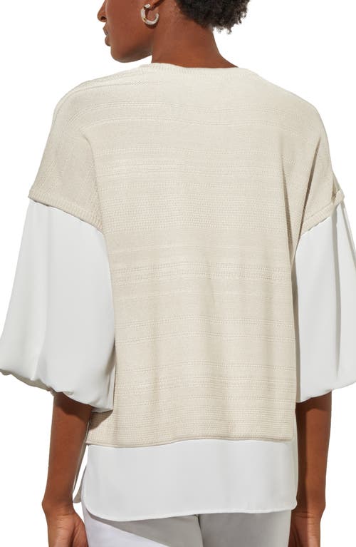 Shop Ming Wang Colorblock Mixed Media Top In Limestone/white