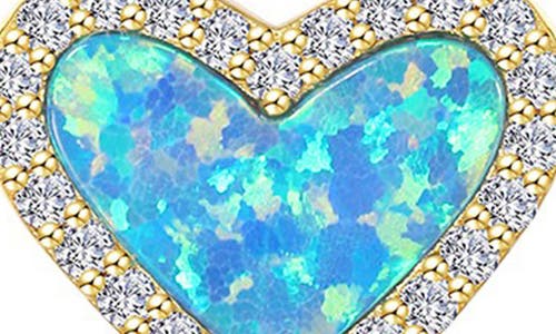 Shop Lafonn Simulated Blue Opal & Simulated Diamond Heart Stud Earrings