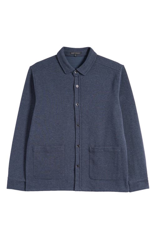 Robert Barakett Dugald Mélange Knit Button-up Overshirt In Blue