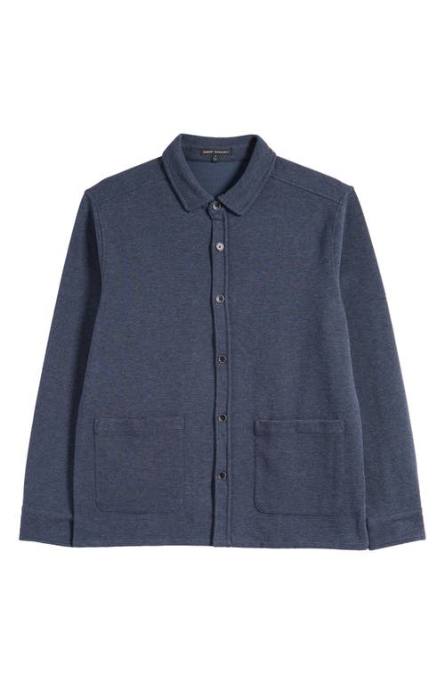 Shop Robert Barakett Dugald Mélange Knit Button-up Overshirt In Blue