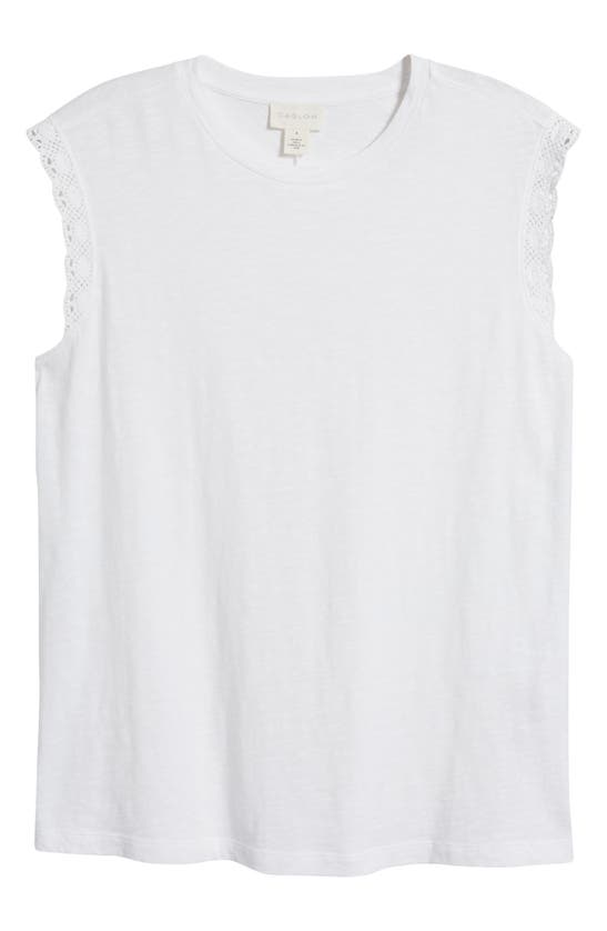 Shop Caslon Embellished Lace Detail Sleeveless Top In White