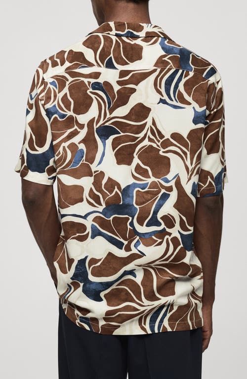 Shop Mango Print Short Sleeve Button-up Shirt In Burnt Orange