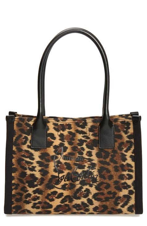 Saint Laurent leopard print canvas tote bag brand new