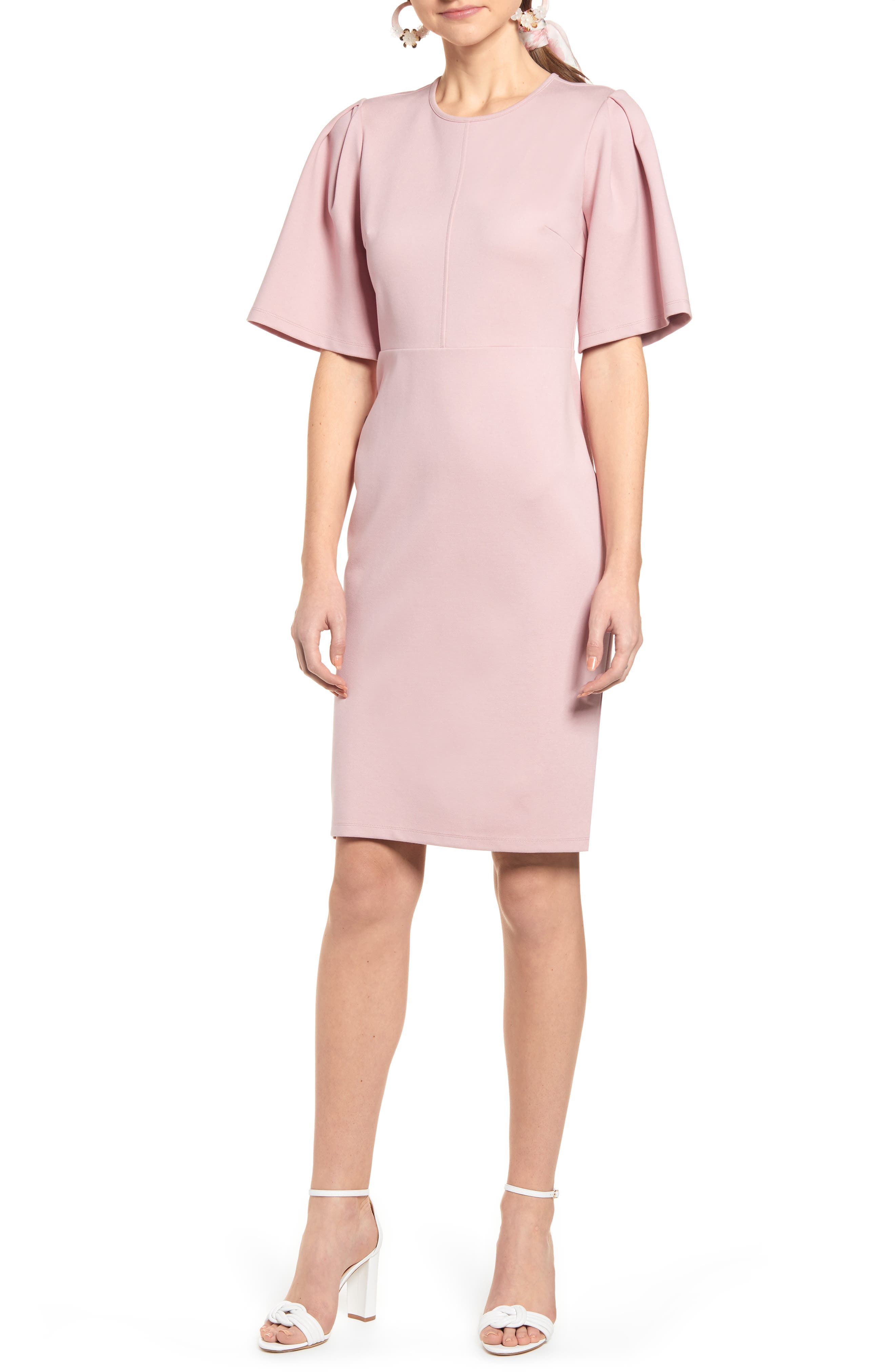 Rachel Parcell Flutter Sleeve Ponte Dress, Purple (Nordstrom Exclusive)