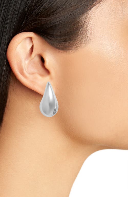 Polished Teardrop Stud Earrings in Rhodium