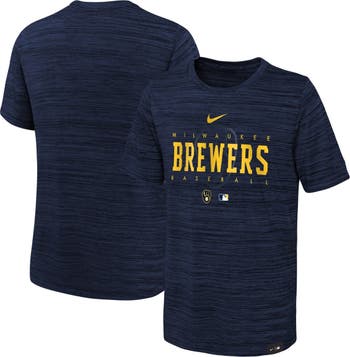 Nike Youth Nike Navy Milwaukee Brewers Authentic Collection Velocity  Practice Performance T-Shirt