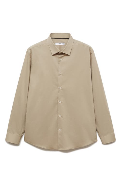 Mango Stretch Button-up Shirt In Light/pastel Grey