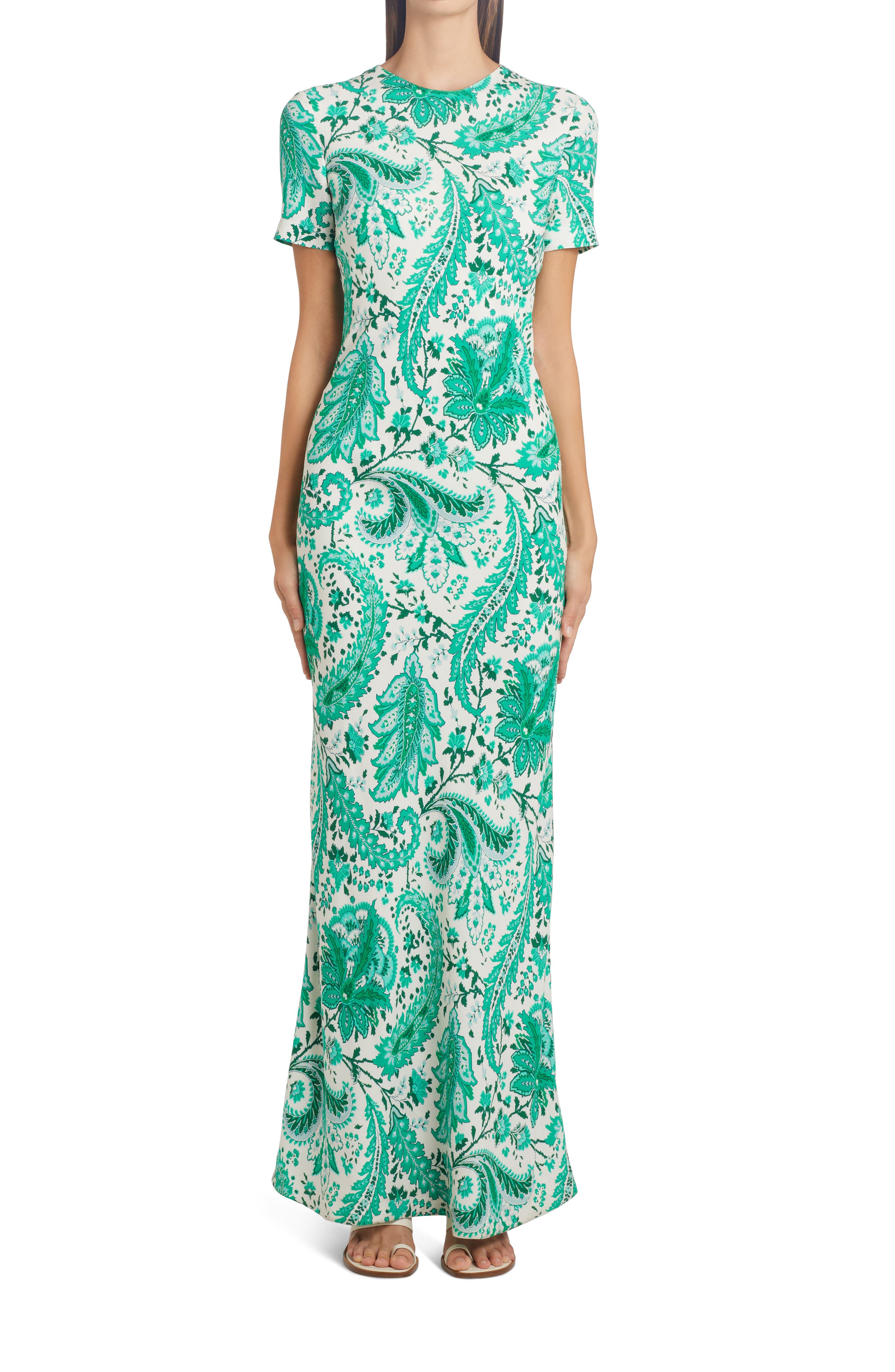 Etro Abito Solar Paisley Print Jersey 