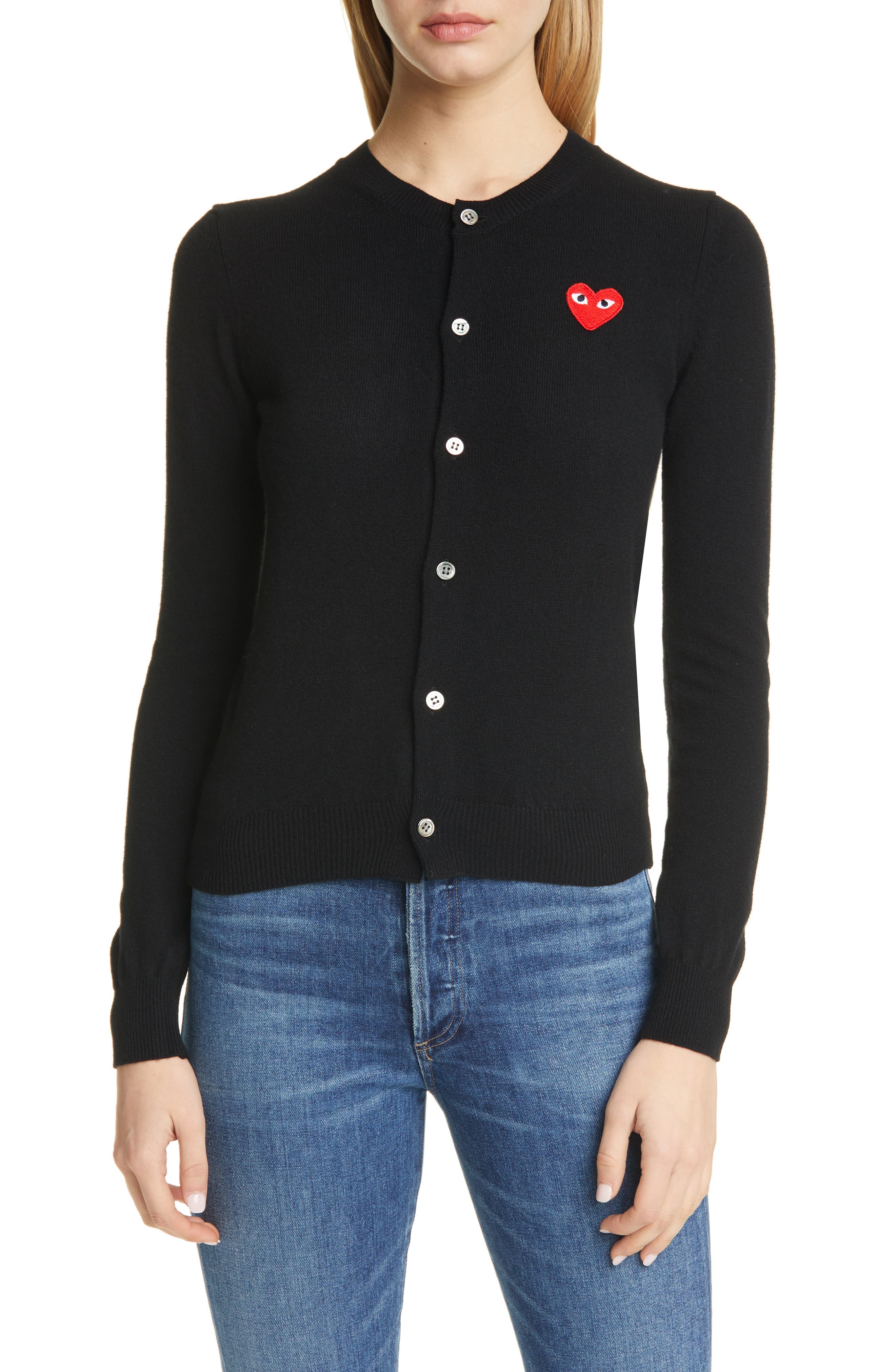 comme des garcons play cardigan womens