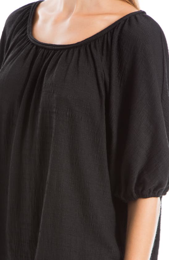 Max Studio Textured Knit Bubble Sleeve Knit Top In Black