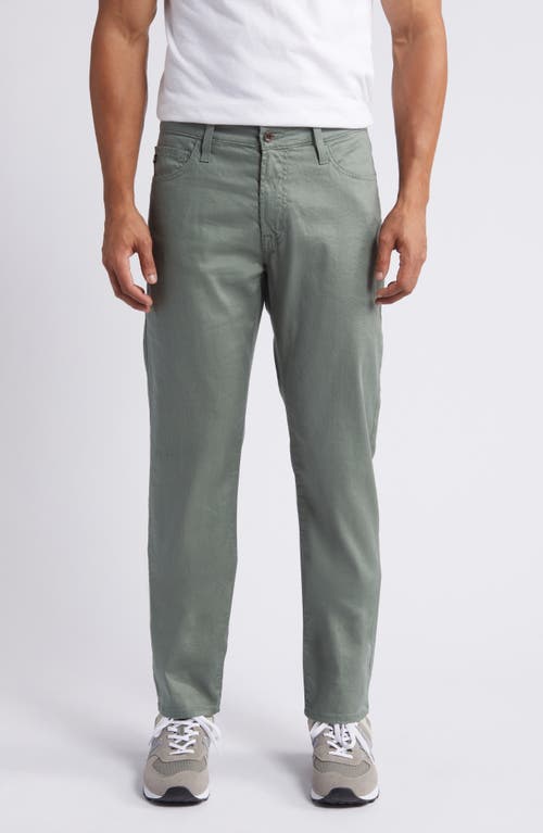 Everett Slim Straight Leg Stretch Cotton & Linen Pants in Green Meadows