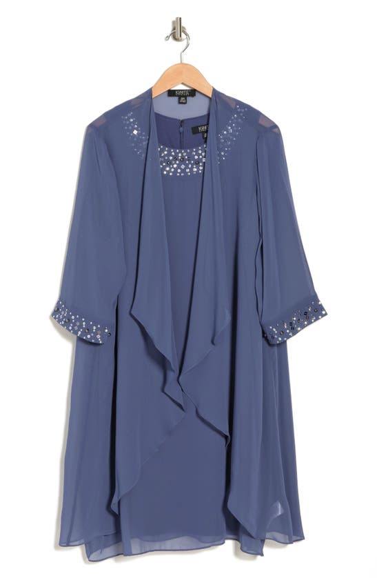 Slny Embellished Cascade Overlay Dress In Wed