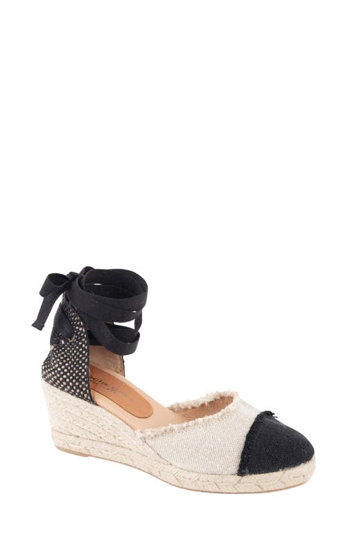 Patricia Green Elle Cap Toe Ankle Tie Espadrille In Natural/black