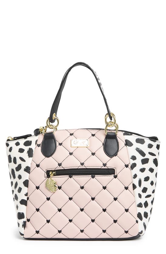 Luv Betsey By Betsey Johnson Quilted Pvc Satchel In Rosey Tonal Quilt/dot Combo