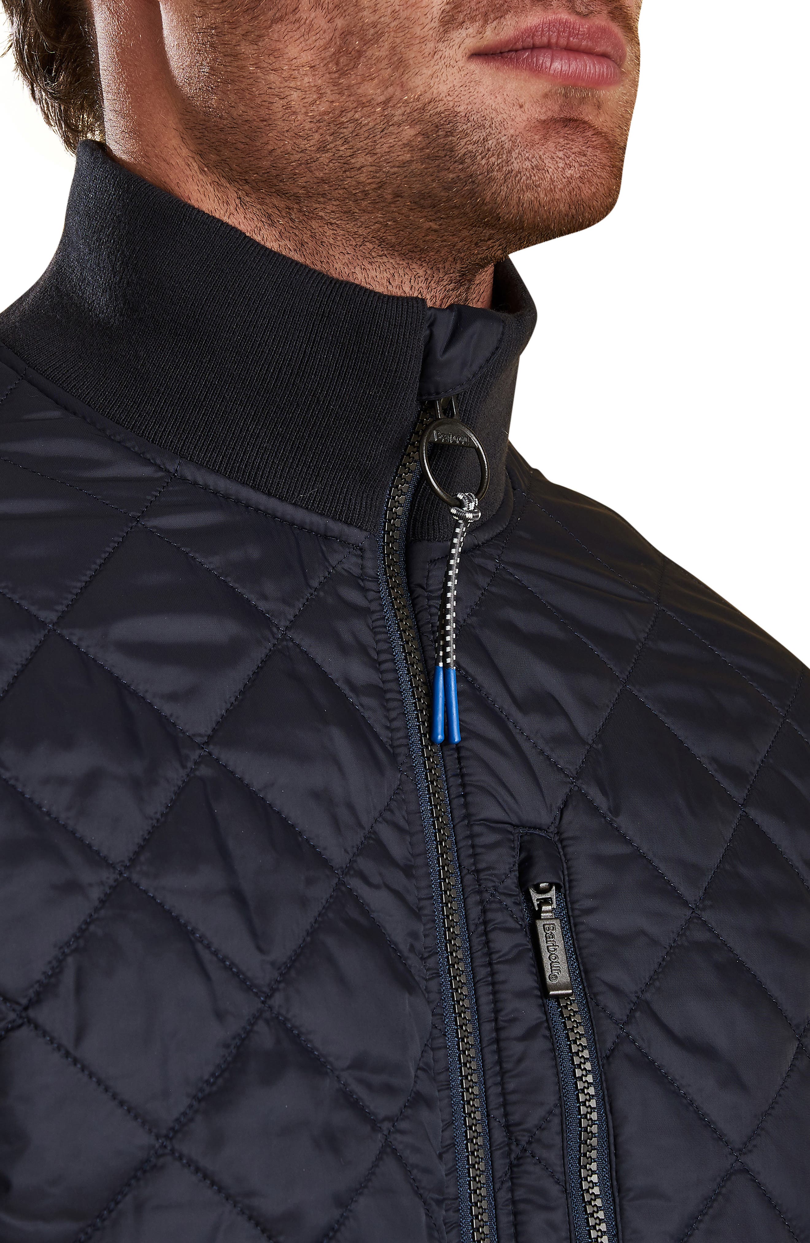 barbour astern quilted bomber jacket in black
