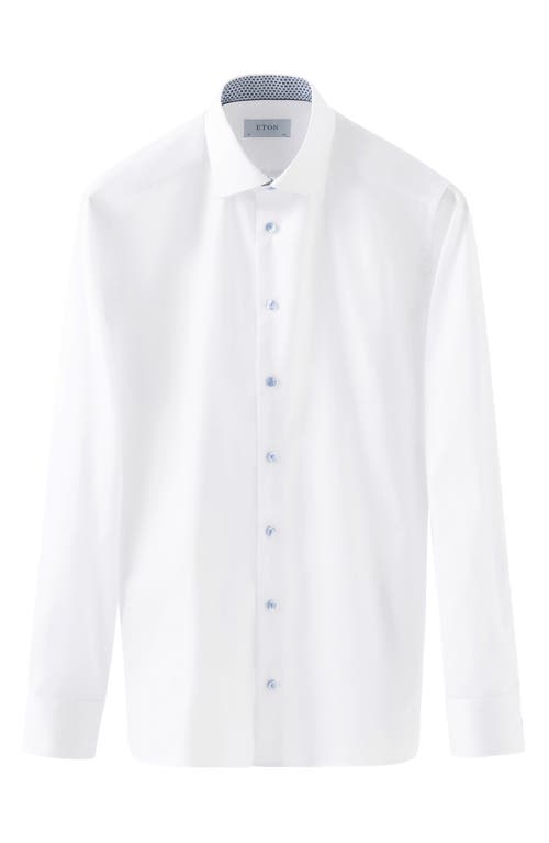 Shop Eton Slim Fit Floral Trim Organic Cotton Dress Shirt In White