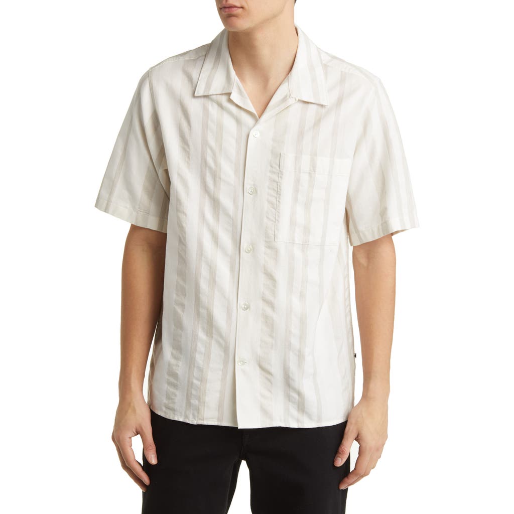 Shop Nn07 Julio 5412 Stripe Short Sleeve Button-up Camp Shirt In Khaki Stripe